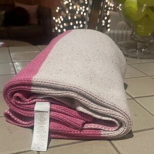 Pink and White Knit Blanket by Stem